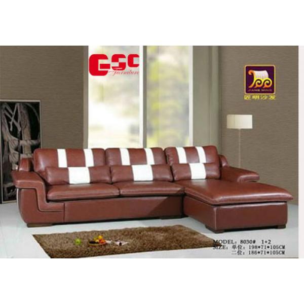 Sofa da màu socola, chân gỗ GSC-SF3