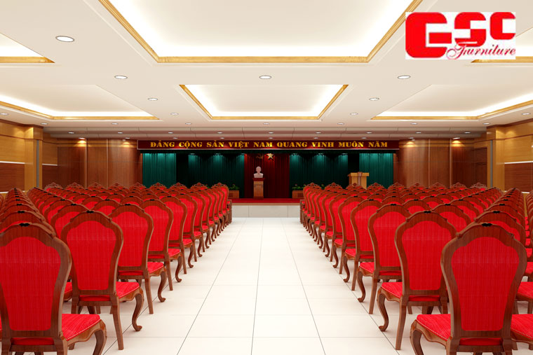 GSC lựa chọn những chiếc ghế hội trường màu đỏ để phù hợp với không gian hội trường